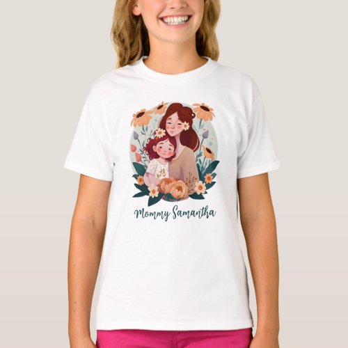 Floral Mom and Daughter T_Shirt