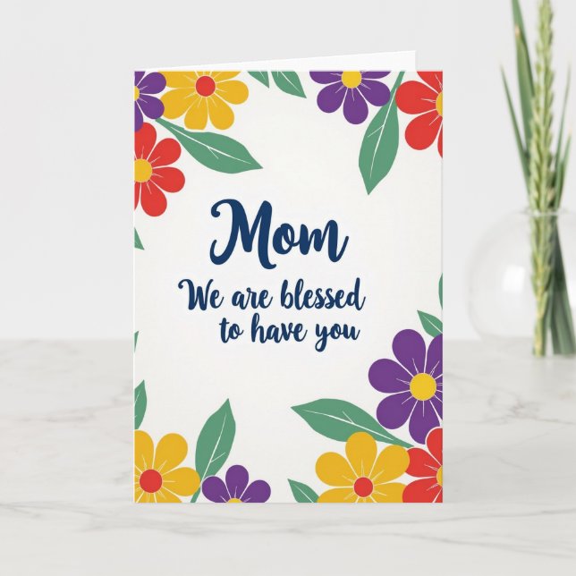 Floral Mom Blessed Message Card (Front)