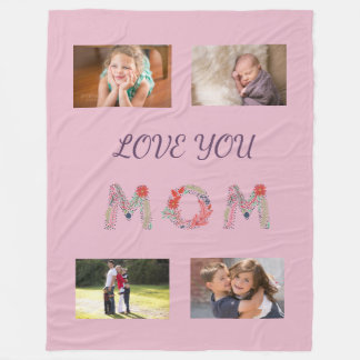 Floral MOM Cozy Blossom Gradient Design Fleece Blanket