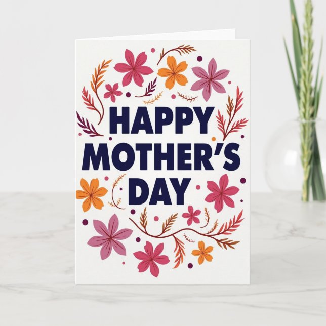 Floral Mom Faux Gold Foil Texture Card (Front)