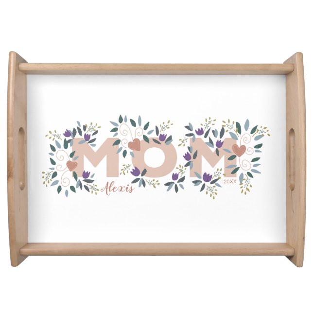 Floral Mom Mother's Day Custom Serving Tray (Front)