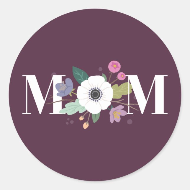Floral Mom Mother's Day Sticker - Plum (Front)