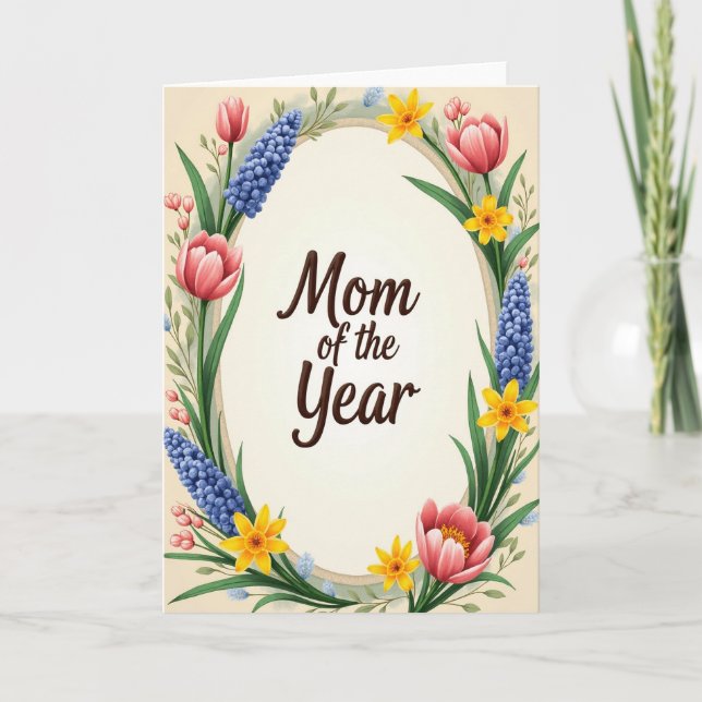 Floral Mom Of The Year Card (Front)