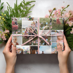 Floral MOM Photo Collage   Personalized 10 Photo Wrapping Paper