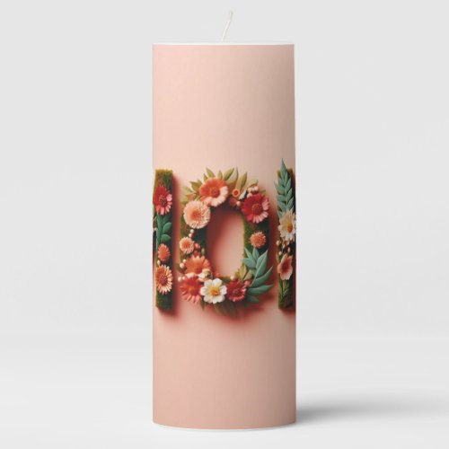 floral mom pillar candle