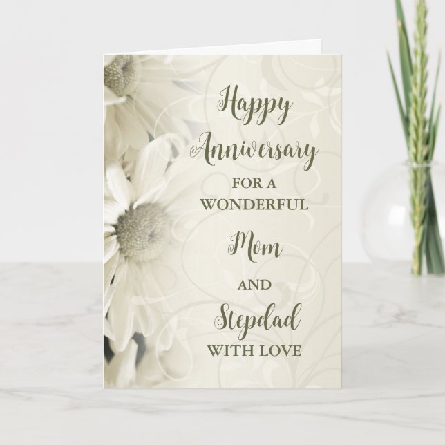 Floral Mom & Stepdad Anniversary Card (Front)