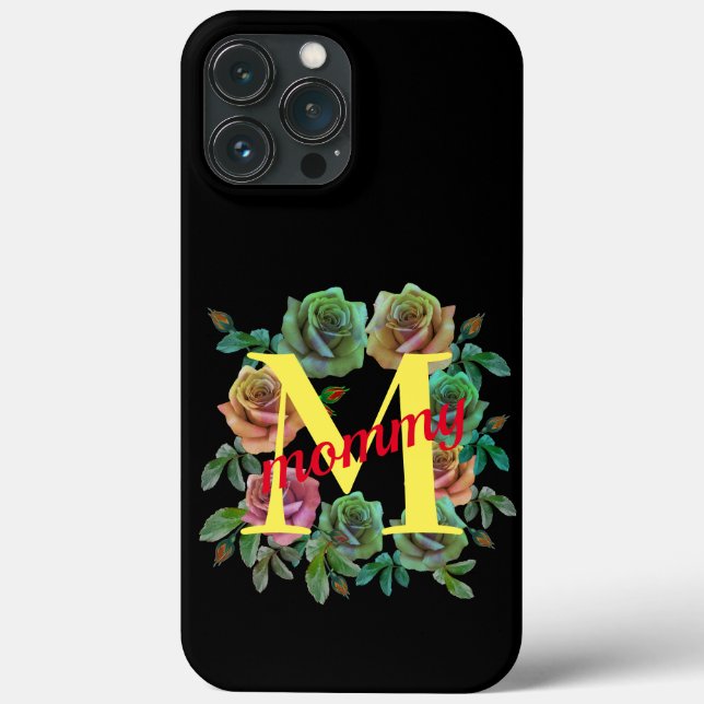 FLORAL MOMMY CUSTOM LETTER Case-Mate iPhone CASE (Back)