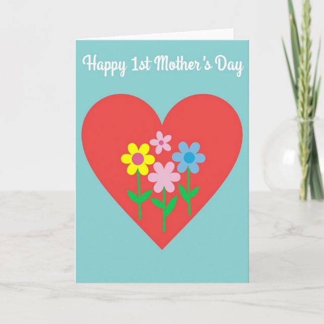 Floral Moms Day Celebration Card (Front)