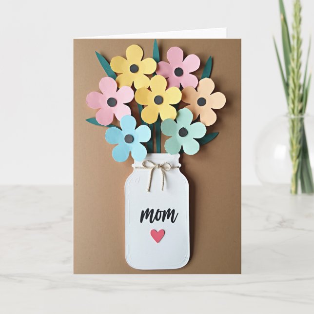 Floral Moms Day Paper Art Card (Front)