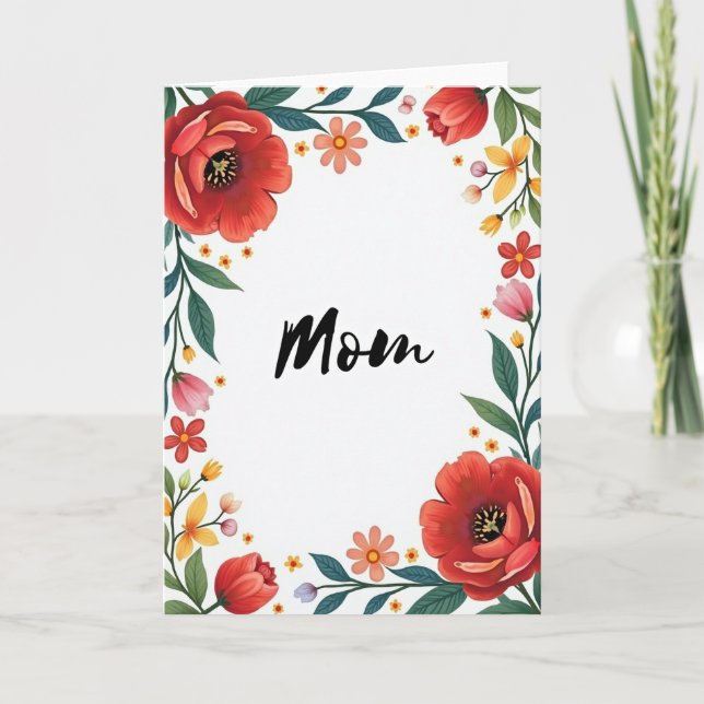Floral Moms Day Wish Card (Front)