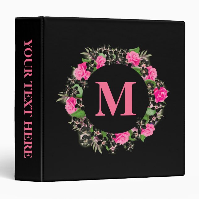 Floral Monogram 3 Ring Binder (Front/Spine)