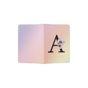 Floral Monogram A Passport Cover Holder
