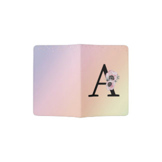 Floral Monogram A Passport Cover Holder
