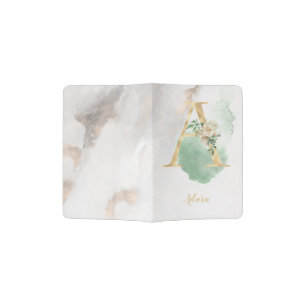 Floral Monogram "A" Passport Holder