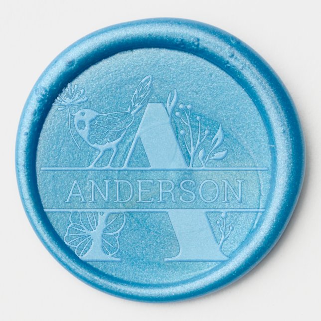 Floral Monogram A Wax Seal Sticker (Front)