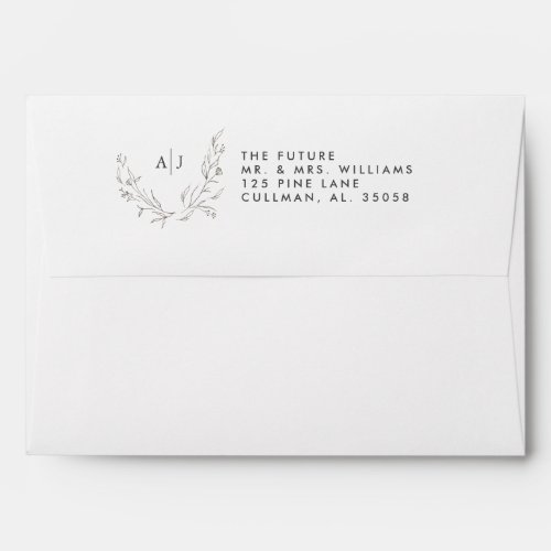 Floral Monogram Address Label Envelope