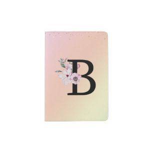 Floral Monogram B Passport Cover Holder