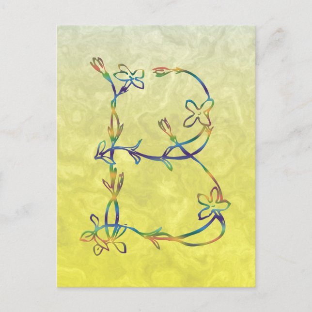 FLORAL MONOGRAM B POSTCARD (Front)