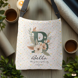 Floral Monogram B – Timeless Botanical Letter Art Crossbody Bag