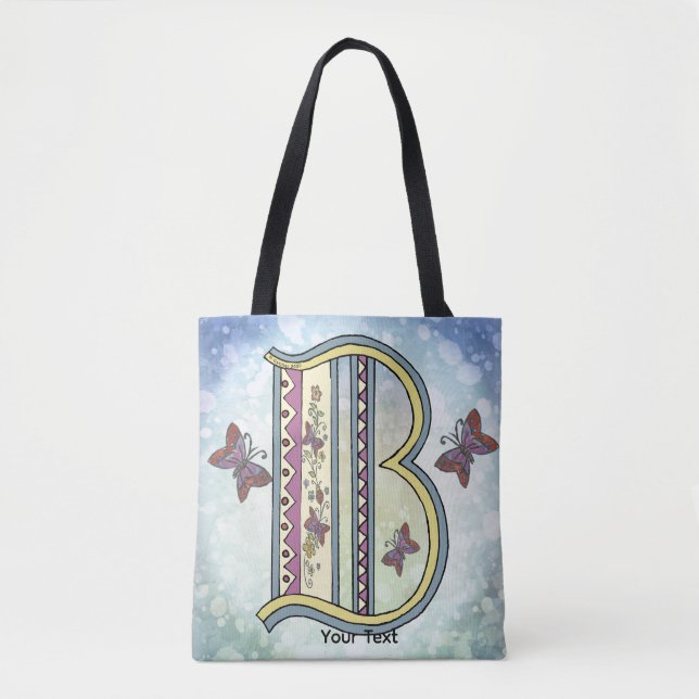 floral Monogram B  Tote Bag (Front)
