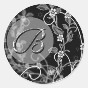 Floral Monogram B Wedding Envelope Seal Sticker