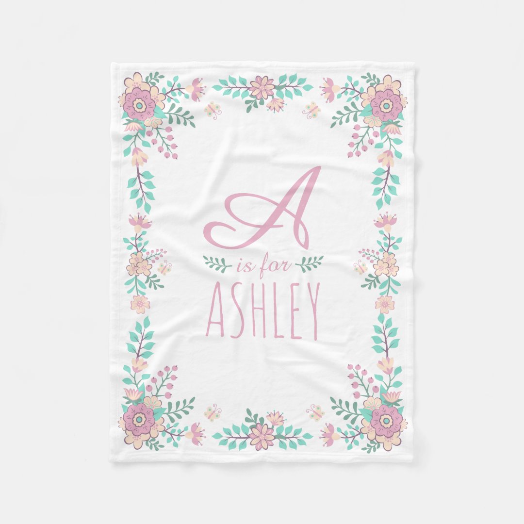 Floral Monogram Baby Girl Fleece Blanket Zazzle