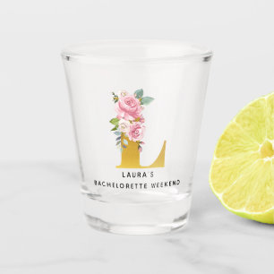 Floral Monogram Bachelorette Weekend Letter L Shot Glass