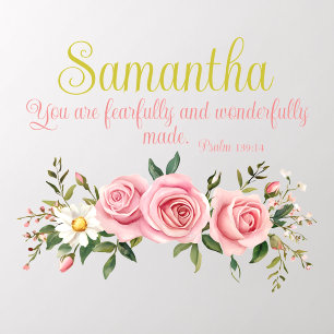 Floral Monogram Blessing Quote Wall Decal