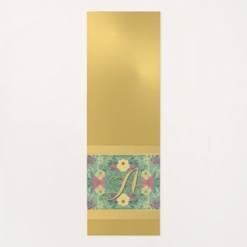 Floral Monogram Brass Color Yoga Mat