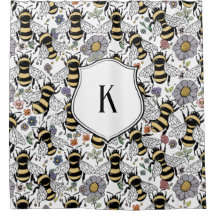 Floral Monogram Bumble Bee