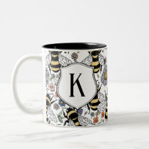 Floral Monogram Bumble Bee