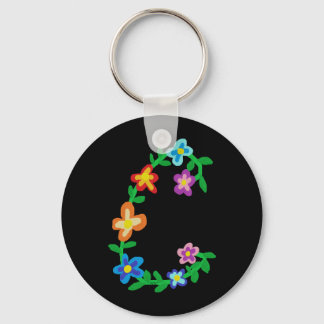 Floral Monogram "C" Keychain