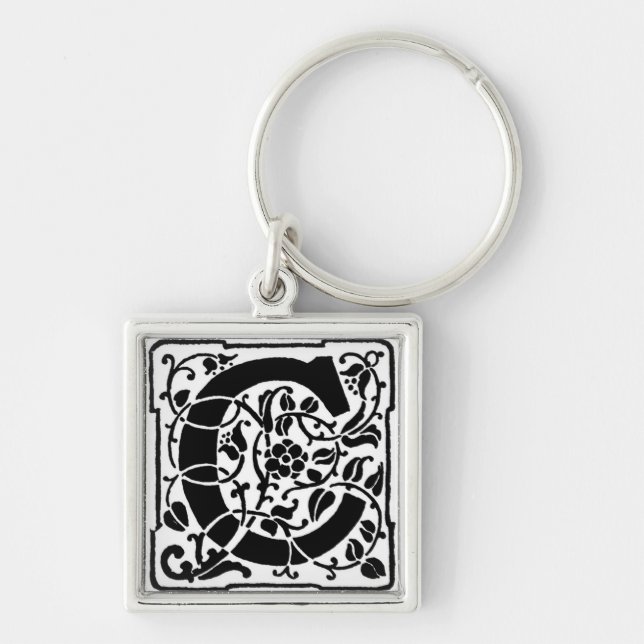 Floral Monogram 'C' - Keychain (Front)