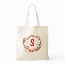 Floral Monogram Canvas Tote | Custom Initial Bag