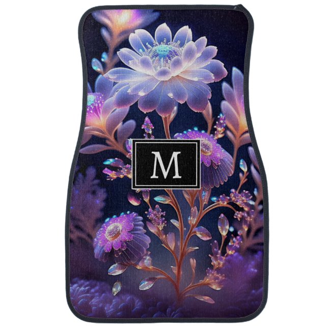 Floral Monogram Car Floor Mat (Front)