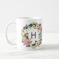 Floral Monogram Coffe Mug