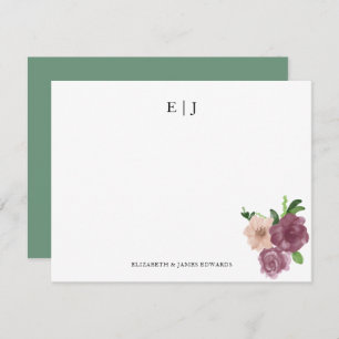 Floral Monogram Couple Initials Personalized Note Card