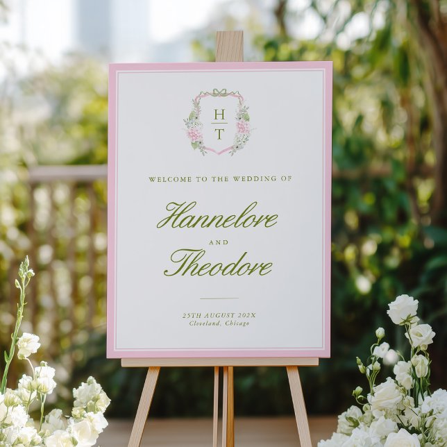 Floral Monogram Crest Wedding Backdrop Tapestry Foam Board (Creator Uploaded)