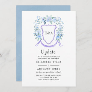Floral Monogram Crest Wedding Update Invitation