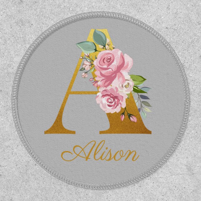 Floral Monogram Custom Name Initial Botanical Patc Patch (Front)