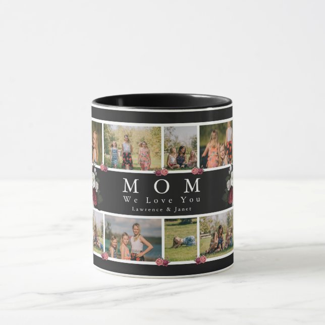 Floral Monogram Custom Photo Collage Mother Family Mug (Center)