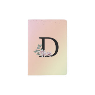 Floral Monogram D Passport Cover Holder