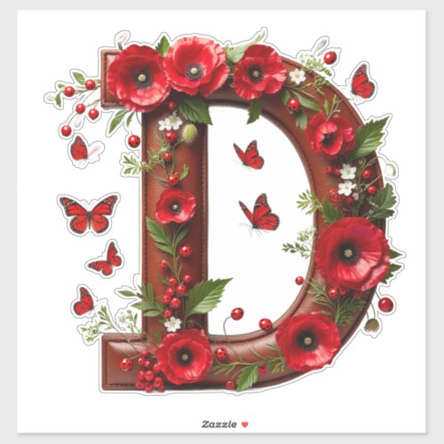  Floral Monogram D Personalized Name Gifts  Sticker