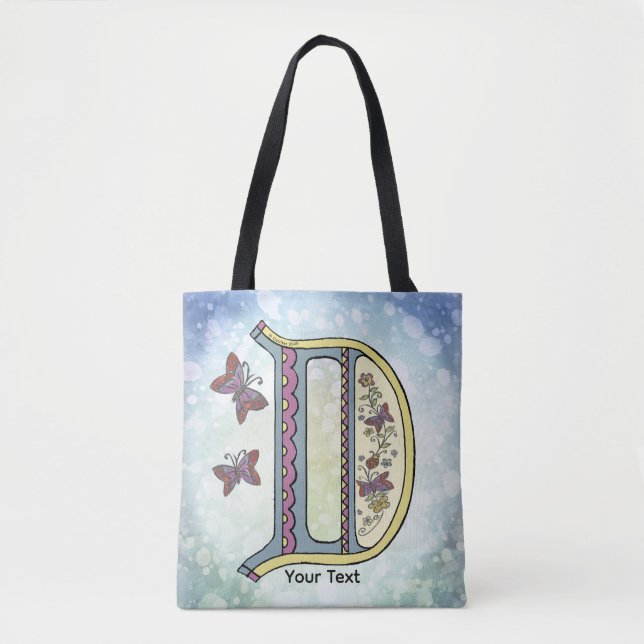 floral Monogram D  Tote Bag (Front)