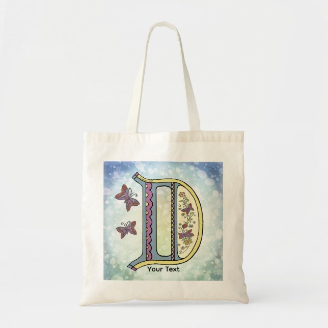 floral Monogram D  Tote Bag (Front)
