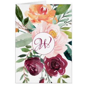 Floral Monogram Design Customized Cards