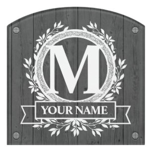 Floral Monogram Design Door Sign