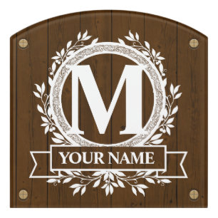 Floral Monogram Design Door Sign