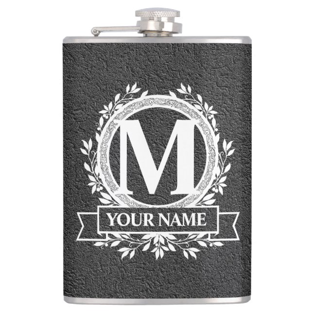 Floral Monogram Design Flask (Front)