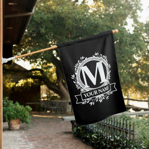 Floral Monogram Design House Flag